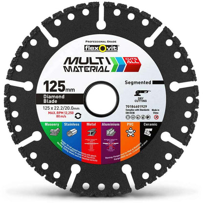 FLEXOVIT 125mm Segmented Diamond Blade for Multi-Purpose Cutting - MULTI-MATERIAL