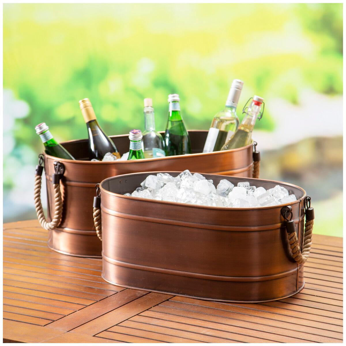 Farmhouse Galvanised Oval Bins 2 Pack