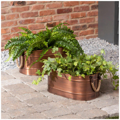 Farmhouse Galvanised Oval Bins 2 Pack