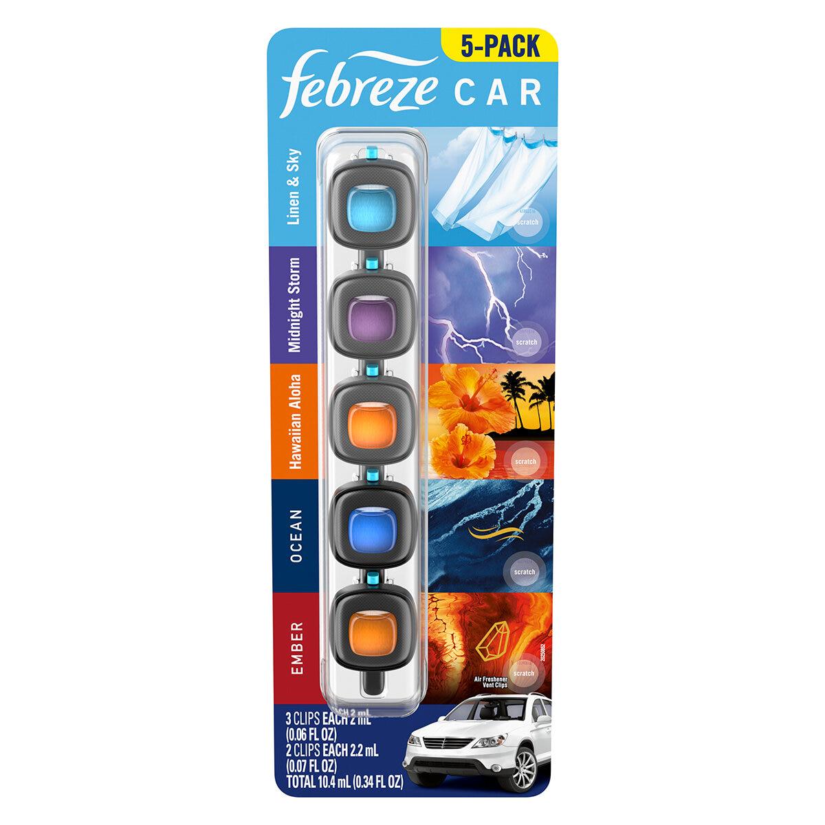 Febreze Mini Car Air Freshener 5 Pack Linen And Sky Fresh