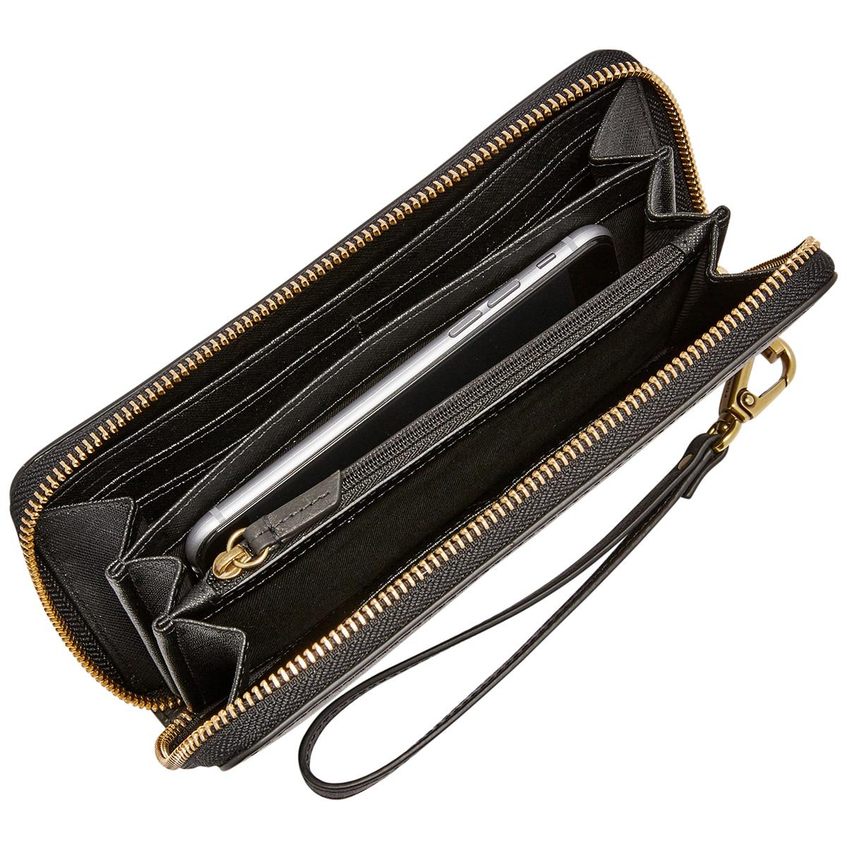 Fossil Women's Emma Large Zip Clutch Black