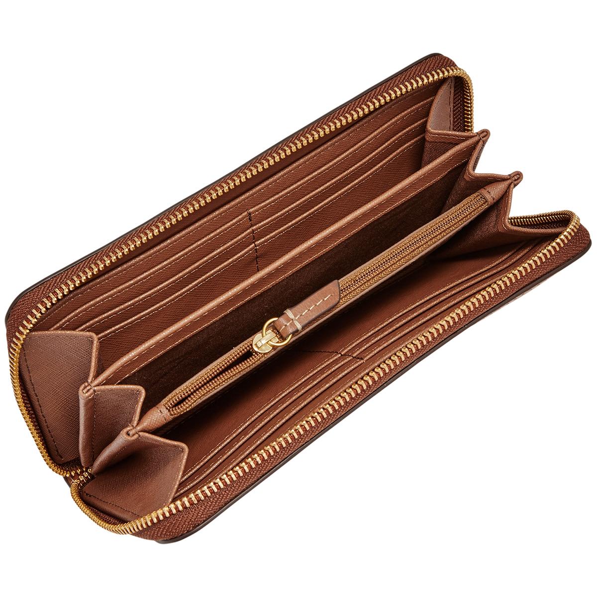 Fossil Women's Emma Large Zip Clutch Brown