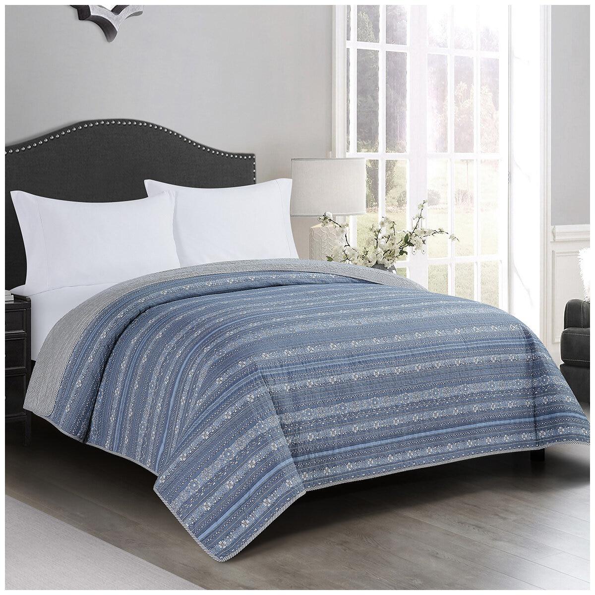 Fraiche Maison Microfiber Quilt King Anika Stripe