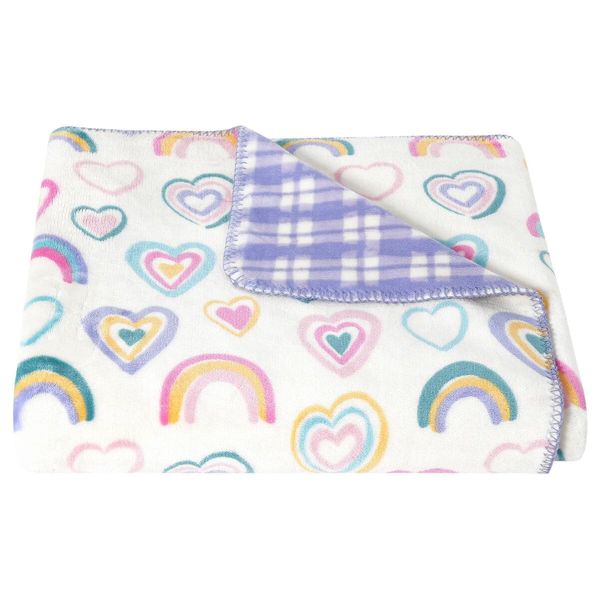 Fraiche Maison Velvet Plush Throw 127 x 152cm Rainbow Hearts