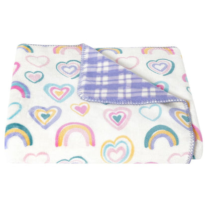 Fraiche Maison Velvet Plush Throw 127 x 152cm Rainbow Hearts