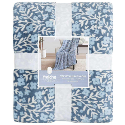 Fraiche Maison Velvet Plush Throw 152 x 177cm Ditsy Floral