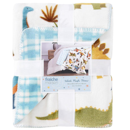 Fraiche Maison Velvet Plush Throw 127 x 152cm Dinoland