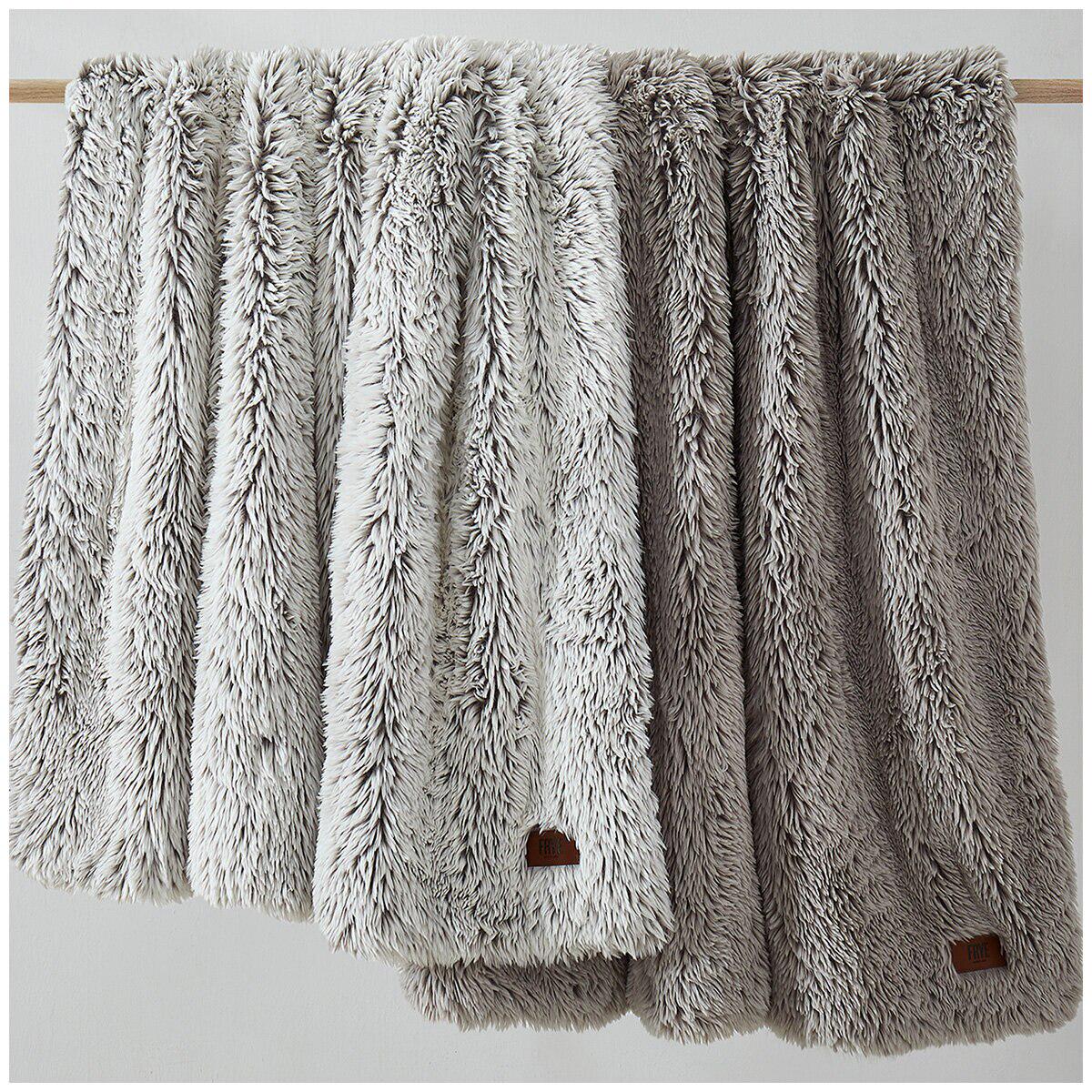 Frye Arctic Faux Fur Luxe Throw Grey
