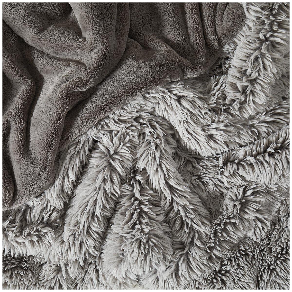 Frye Arctic Faux Fur Luxe Throw Grey