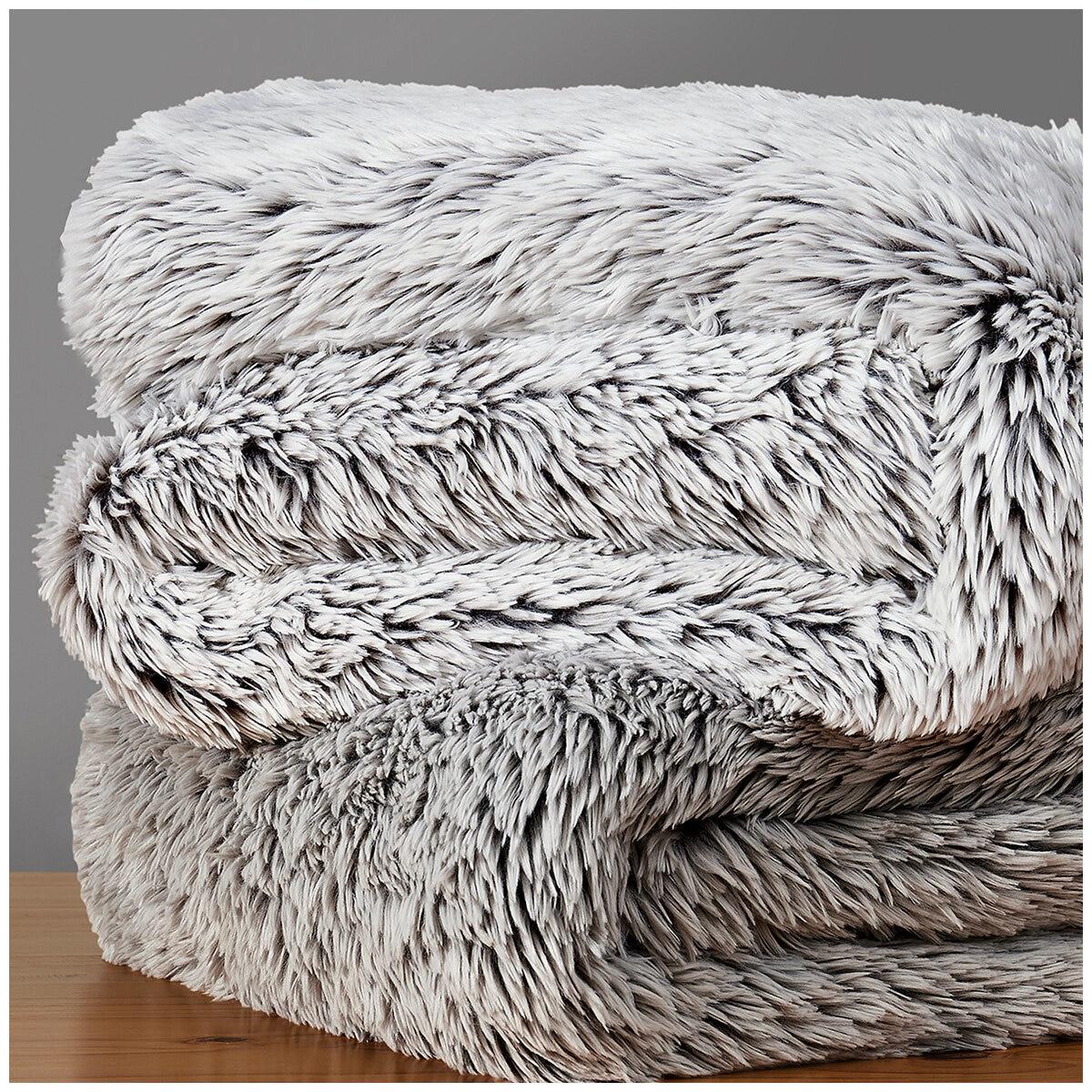 Frye Arctic Faux Fur Luxe Throw Grey