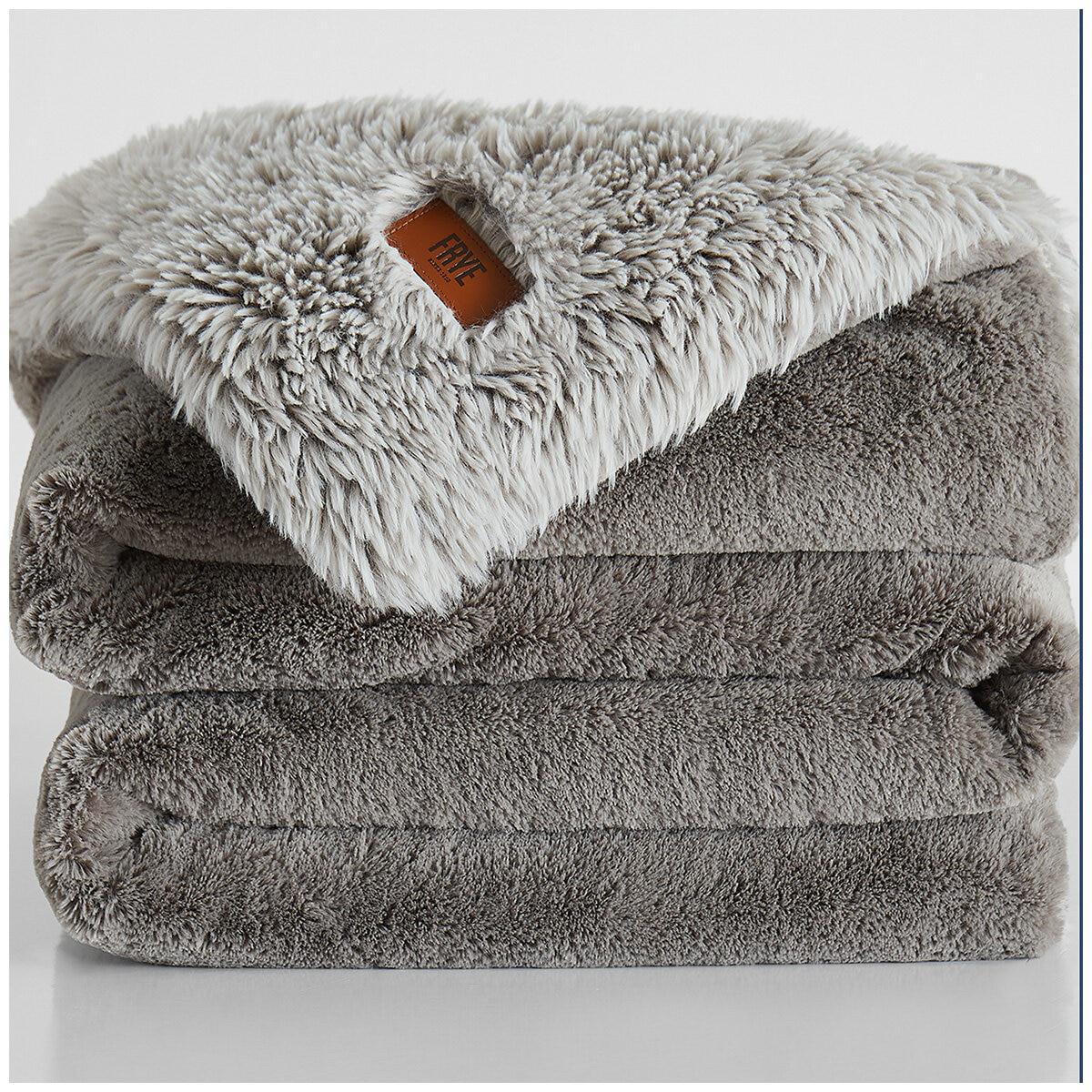 Frye Arctic Faux Fur Luxe Throw Grey
