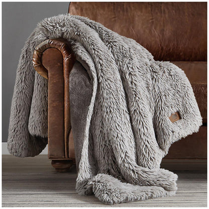 Frye Arctic Faux Fur Luxe Throw Grey