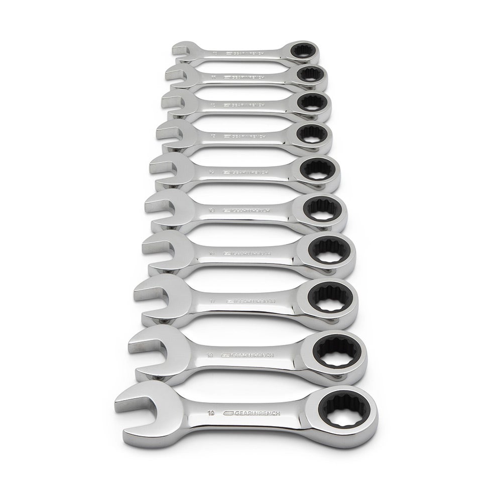 GEARWRENCH 10 Piece Metric Stubby Combination Ratcheting Spanner Set 9520D