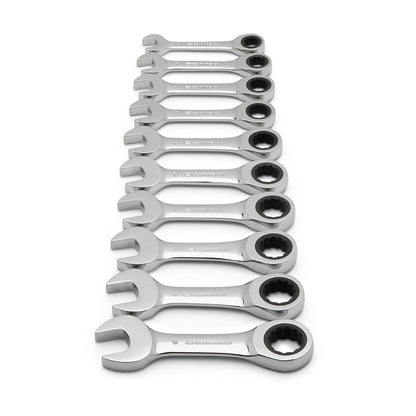 GEARWRENCH 10 Piece Metric Stubby Combination Ratcheting Spanner Set 9520D