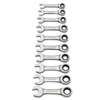 GEARWRENCH 10 Piece Metric Stubby Combination Ratcheting Spanner Set 9520D