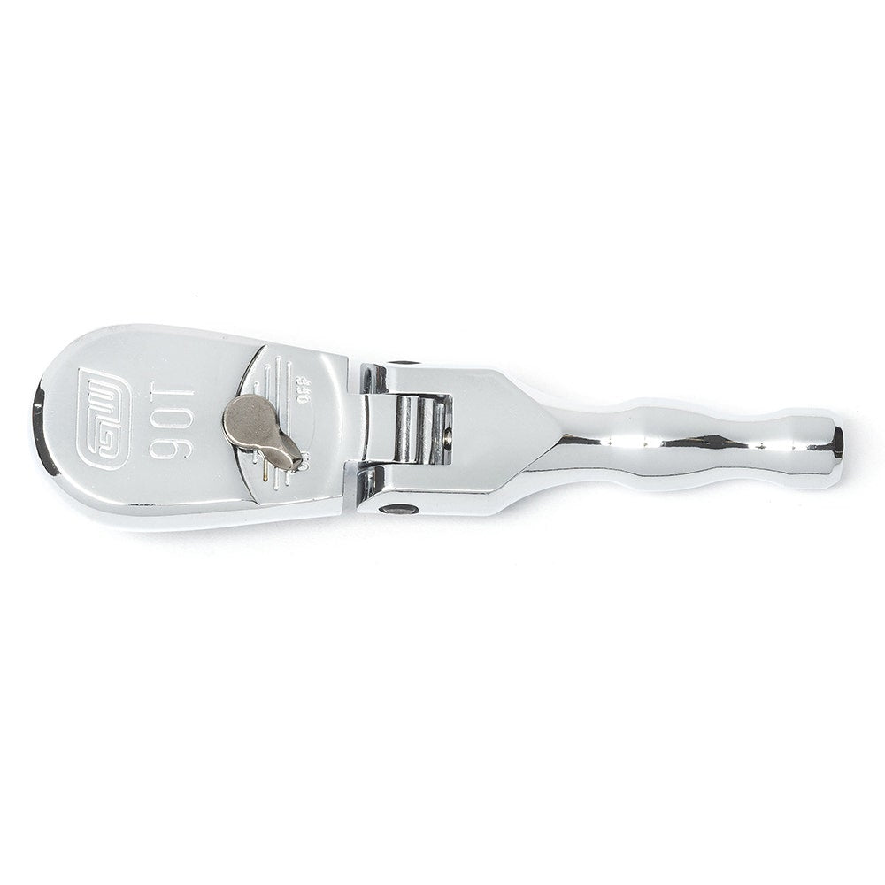 GEARWRENCH 127mm 3 8inch Drive 90 Tooth Full Polish Stubby Flex Teardrop Ratchet 81212T