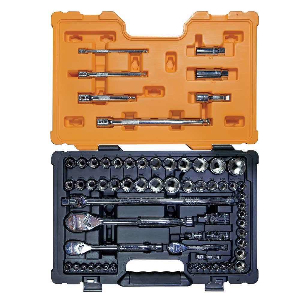 GEARWRENCH 1 4 , 3 8 , 1 2 Drive Metric and SAE Socket Set 64Pc 83066N