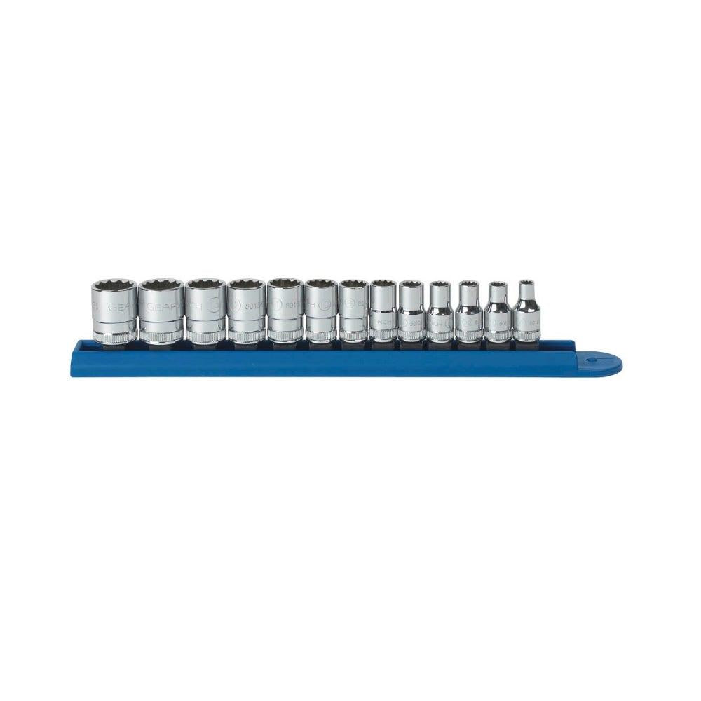 GEARWRENCH 1 4inch Drive Standard 12PT Rail Met Socket Set 13pc 80306