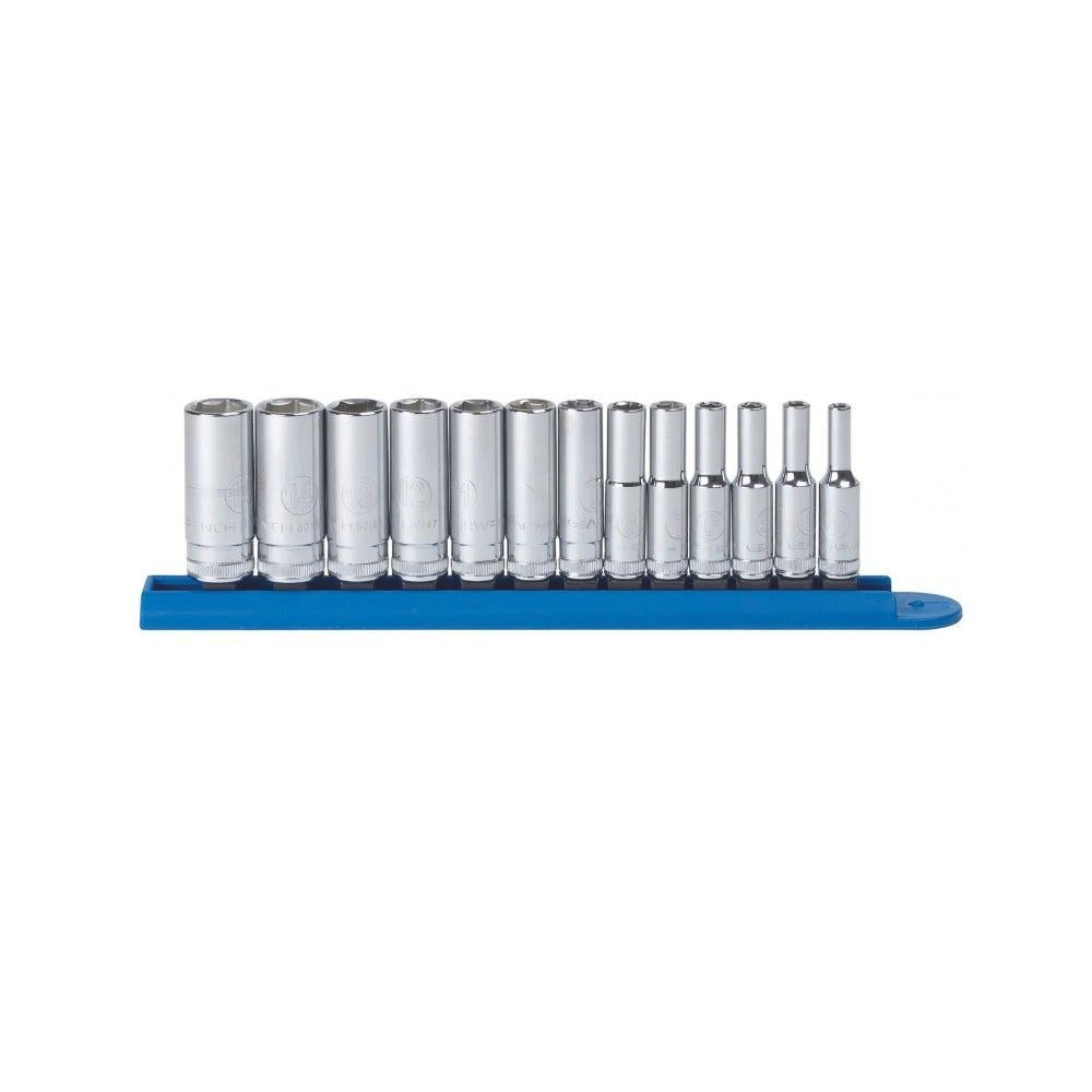 GEARWRENCH 1 4inch Drive Met 6PT Deep Socket Set 13pc on Rail 80304