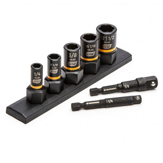 GEARWRENCH 1 4inch and 3 8inch Drive SAE Bolt Biter Impact Extraction Socket Set - 7 Piece 83911