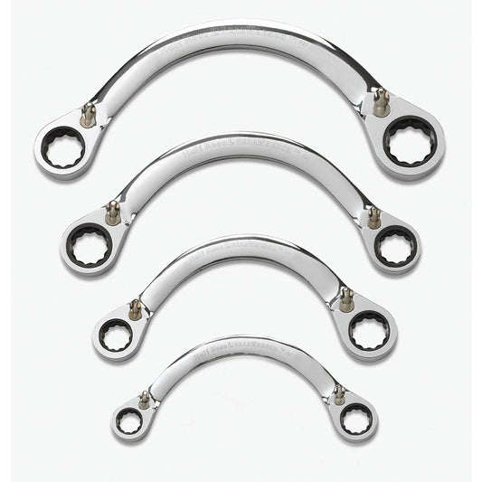 GEARWRENCH 3 8-7 8inch 1 2 Moon A F Ring Ratcheting Spanner Set 4pc 9840D