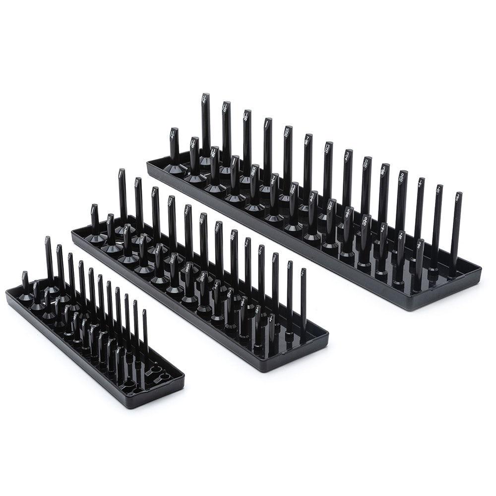 GEARWRENCH 3 pcs 1 4inch, 3 8inch and 1 2inch Drive Black SAE Socket Storage Tray Set 83118