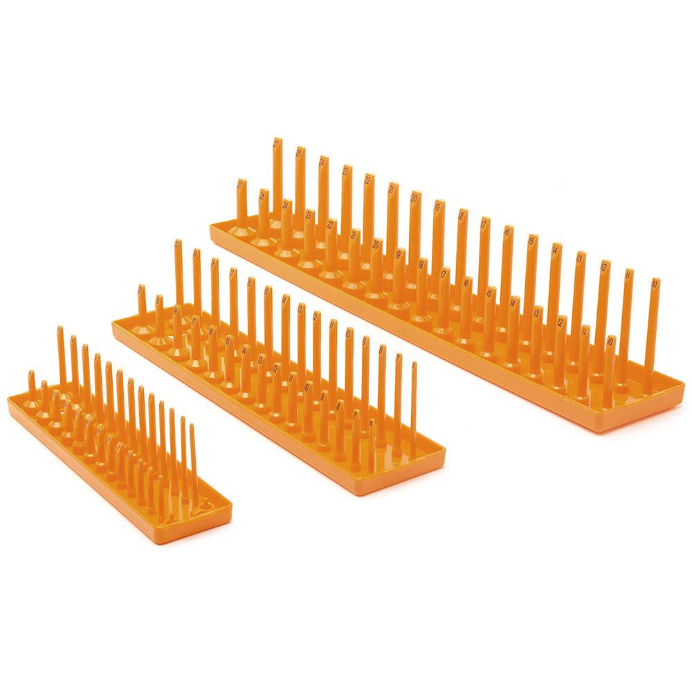 GEARWRENCH 3 pcs 1 4inch, 3 8inch and 1 2inch Drive Orange Metric Socket Storage Tray Set 83119