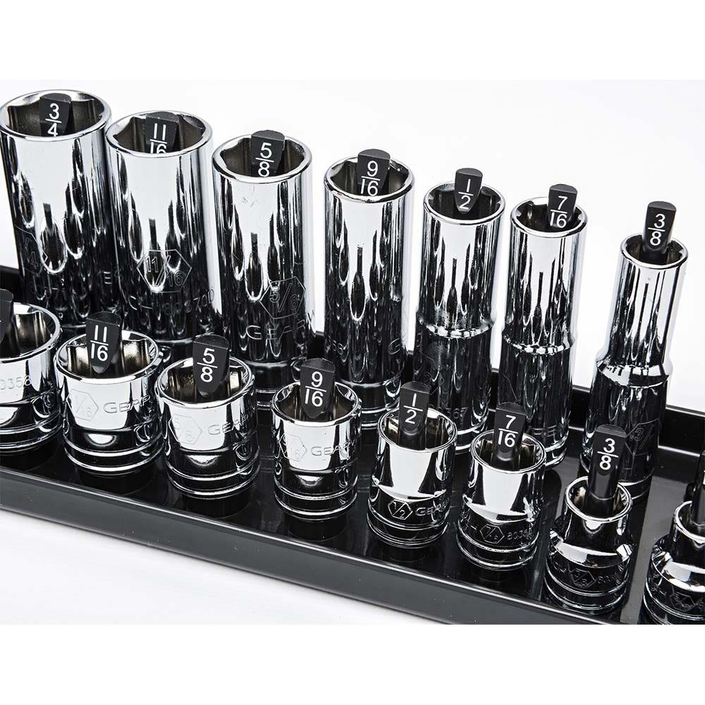 GEARWRENCH 3 pcs 1 4inch, 3 8inch and 1 2inch Drive Black SAE Socket Storage Tray Set 83118