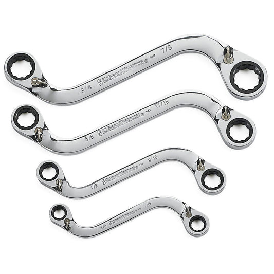 GEARWRENCH 4 pcs 12 Point SAE S-Shape Reversible Double Box Ratcheting Wrench Set 85399