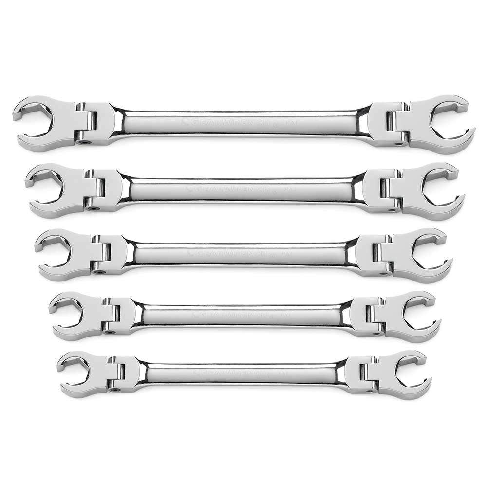 GEARWRENCH 5 Piece Flex Head Flare Nut SAE Wrench Set 81910