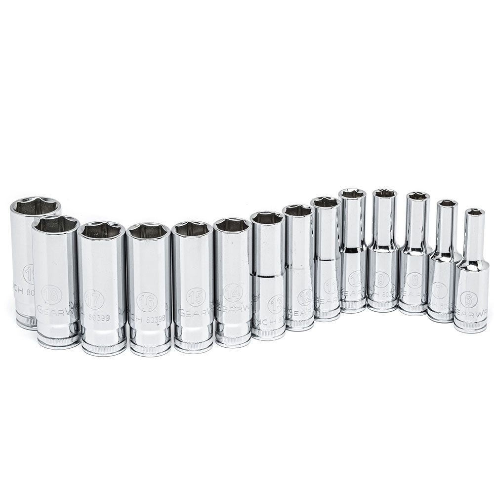 GEARWRENCH 6-19mm 6PT Deep 3 8inch Socket Set 14pc 80554