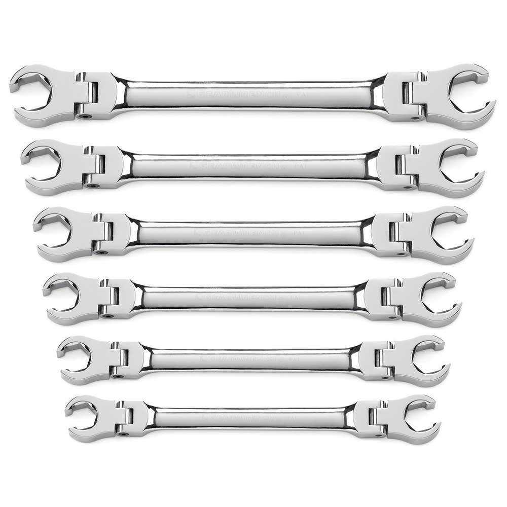 GEARWRENCH 6 Piece Flex Head Flare Nut Metric Wrench Set 81911D