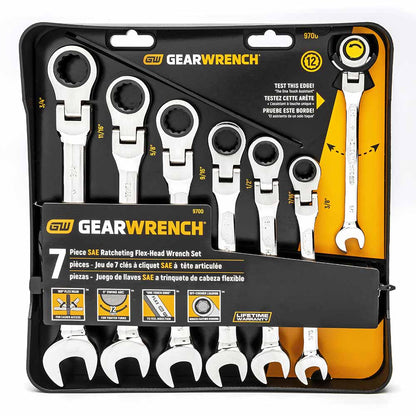 GEARWRENCH 72T 12 Point Ratcheting Combination SAE Wrench Set - 7 Piece 9700