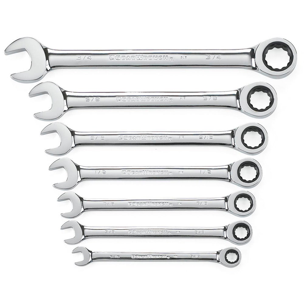 GEARWRENCH 7 pcs 12 Point SAE Combination Ratcheting Wrench Set 9317
