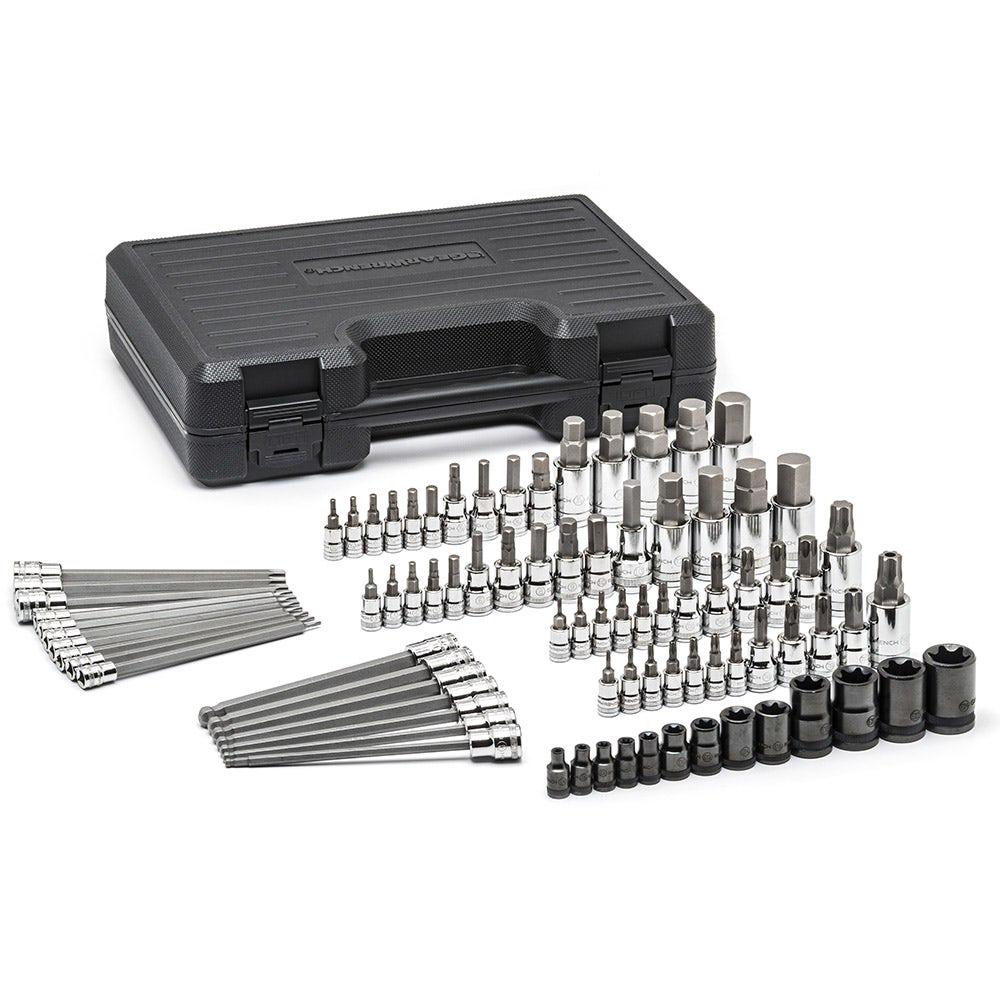 GEARWRENCH 84 pcs 1 4inch, 3 8inch, and 1 2inch Drive SAE Metric Hex and Torx Bit Socket Set 80742