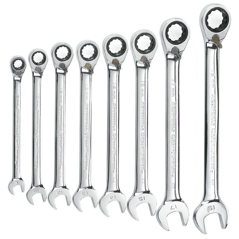 GEARWRENCH 8 pcs 12 Point Metric Reversible Combination Ratcheting Wrench Set 9543