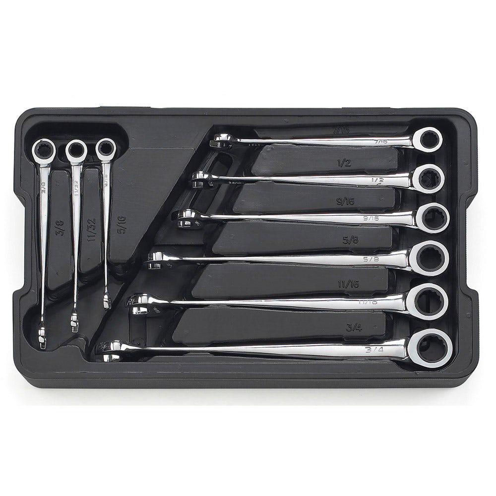 GEARWRENCH 9 pcs 12 Point SAE XL X-Beam Ratcheting Combination Wrench Set 85898