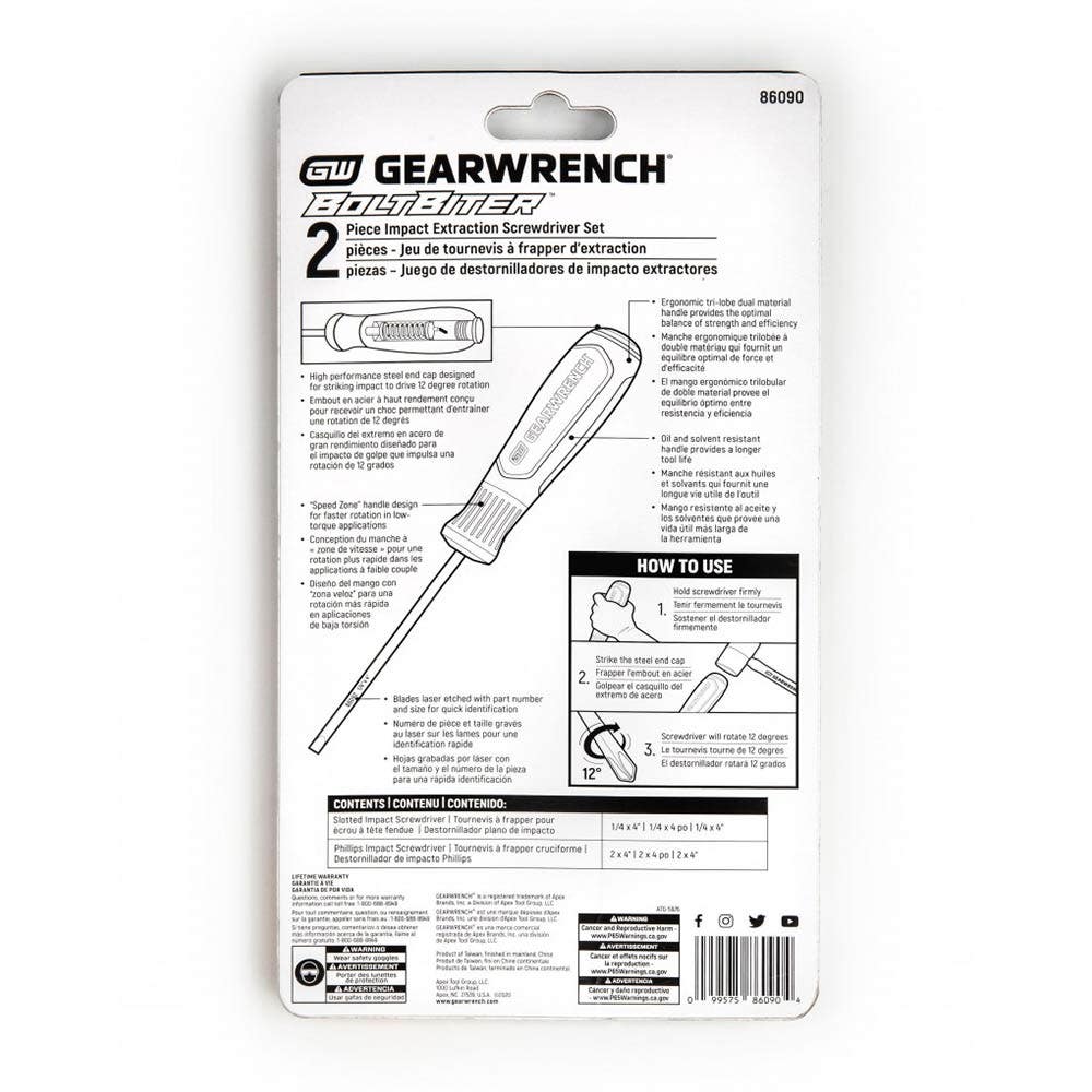 GEARWRENCH Bolt Biter Dual Material Extraction Screwdriver Set - 2 Piece 86090