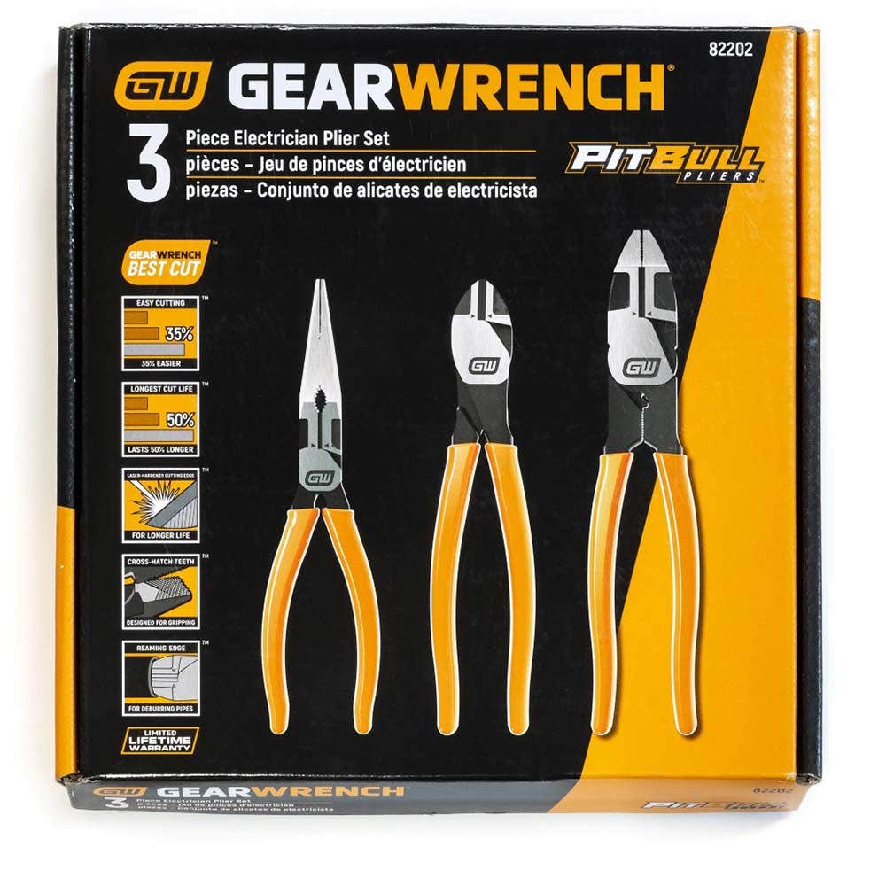 GEARWRENCH Pitbull Dipped Handle Plier Set - 3 Piece 82202