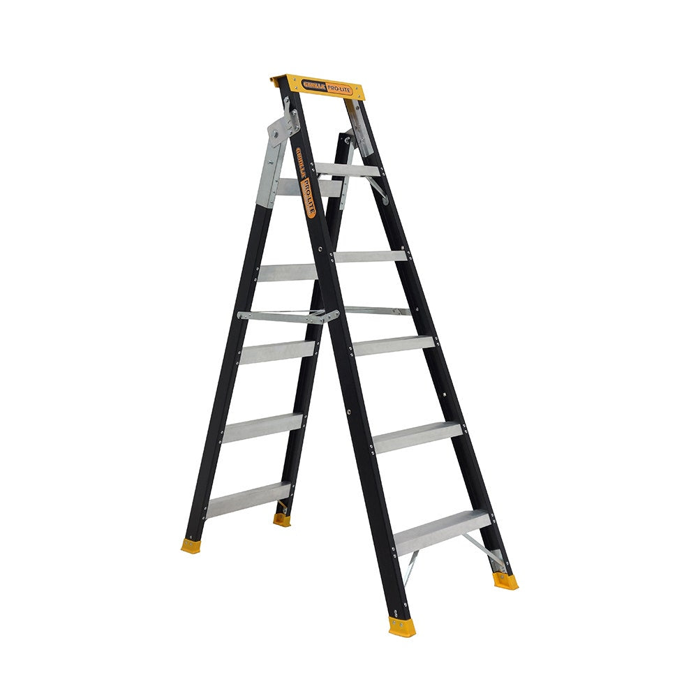 GORILLA 150kg Pro-Lite 6 Step Fibreglass Dual Purpose Ladder FDM006-PRO