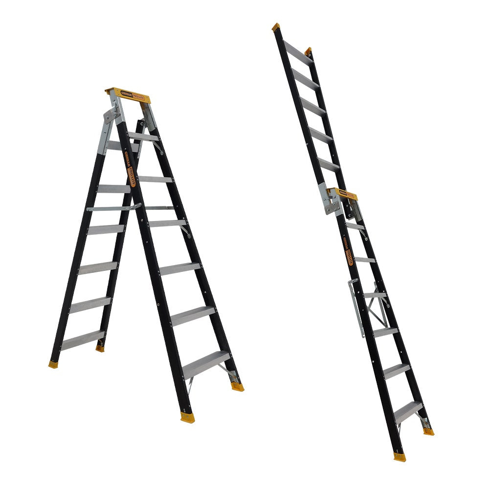GORILLA 150kg Pro-Lite 7 Step Fibreglass Dual Purpose Ladder FDM007-PRO