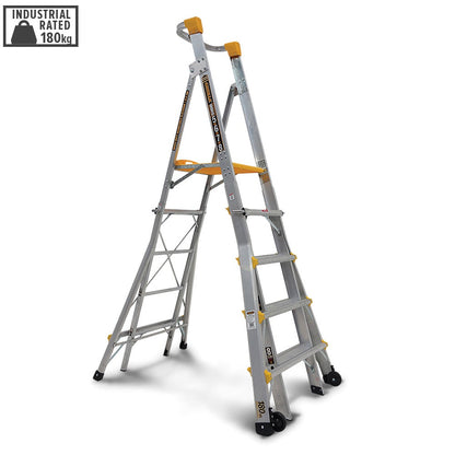 GORILLA 1.5-2.4m Adjustable Platform Ladder 180kg Industrial PL0508-HD