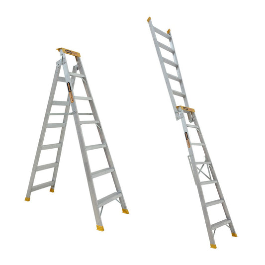 GORILLA 2.05 - 3.74m 150kg Pro-Lite 7 Step Aluminium Dual Purpose Ladder Industrial DM007-PRO