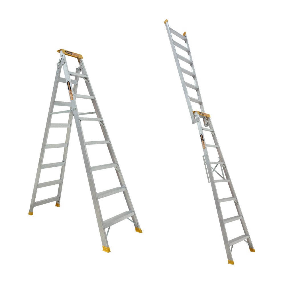 GORILLA 2.35 - 4.5m 150kg Pro-Lite 8 Step Aluminium Dual Purpose Ladder Industrial DM008-PRO