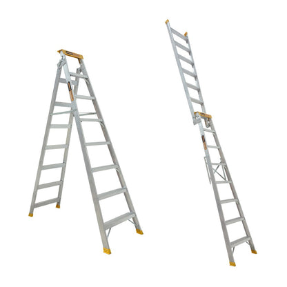 GORILLA 2.35 - 4.5m 150kg Pro-Lite 8 Step Aluminium Dual Purpose Ladder Industrial DM008-PRO