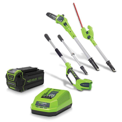 GREENWORKS 40V 1 x 4.0Ah 2-in-1 Pole Saw and Hedge Trimmer Kit 1300607AU-Kit