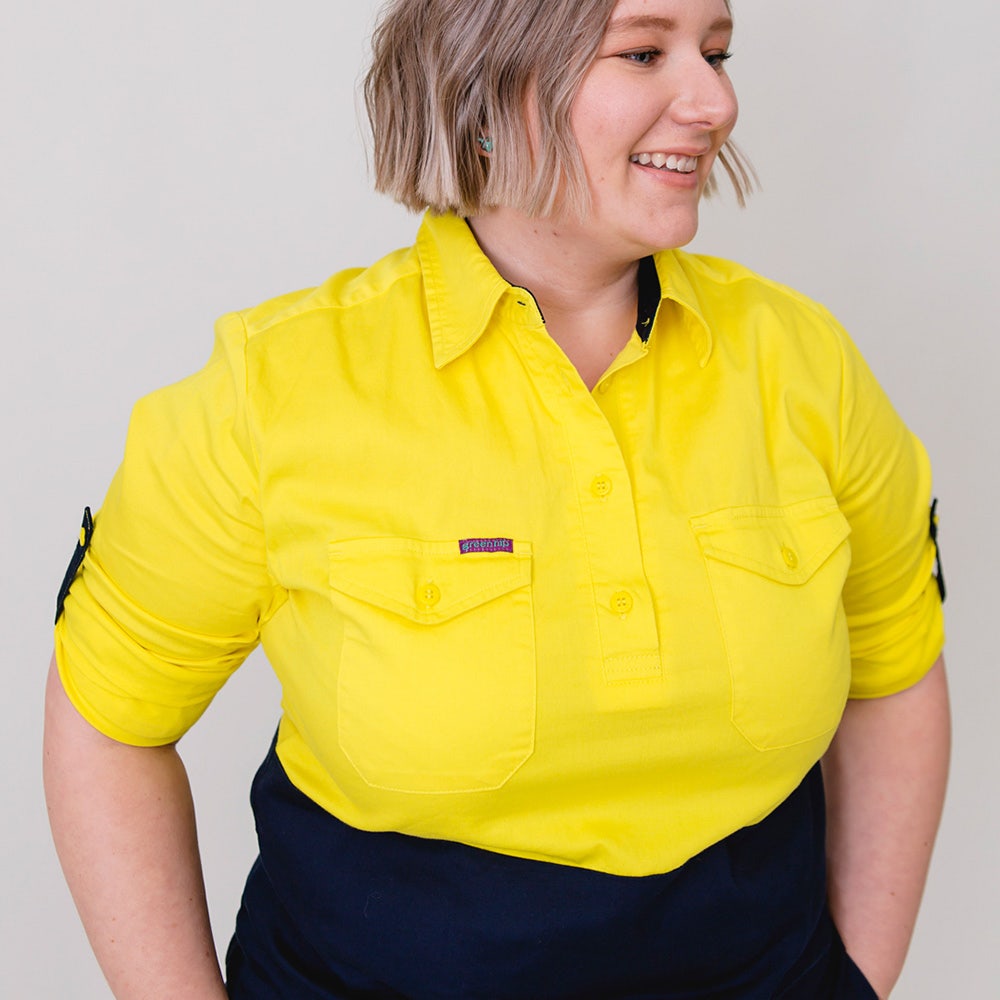 GREEN HIP Hi-Vis Light Weight Shirt Long Sleeves Yellow Blue SLS-HIVIS-YB 24