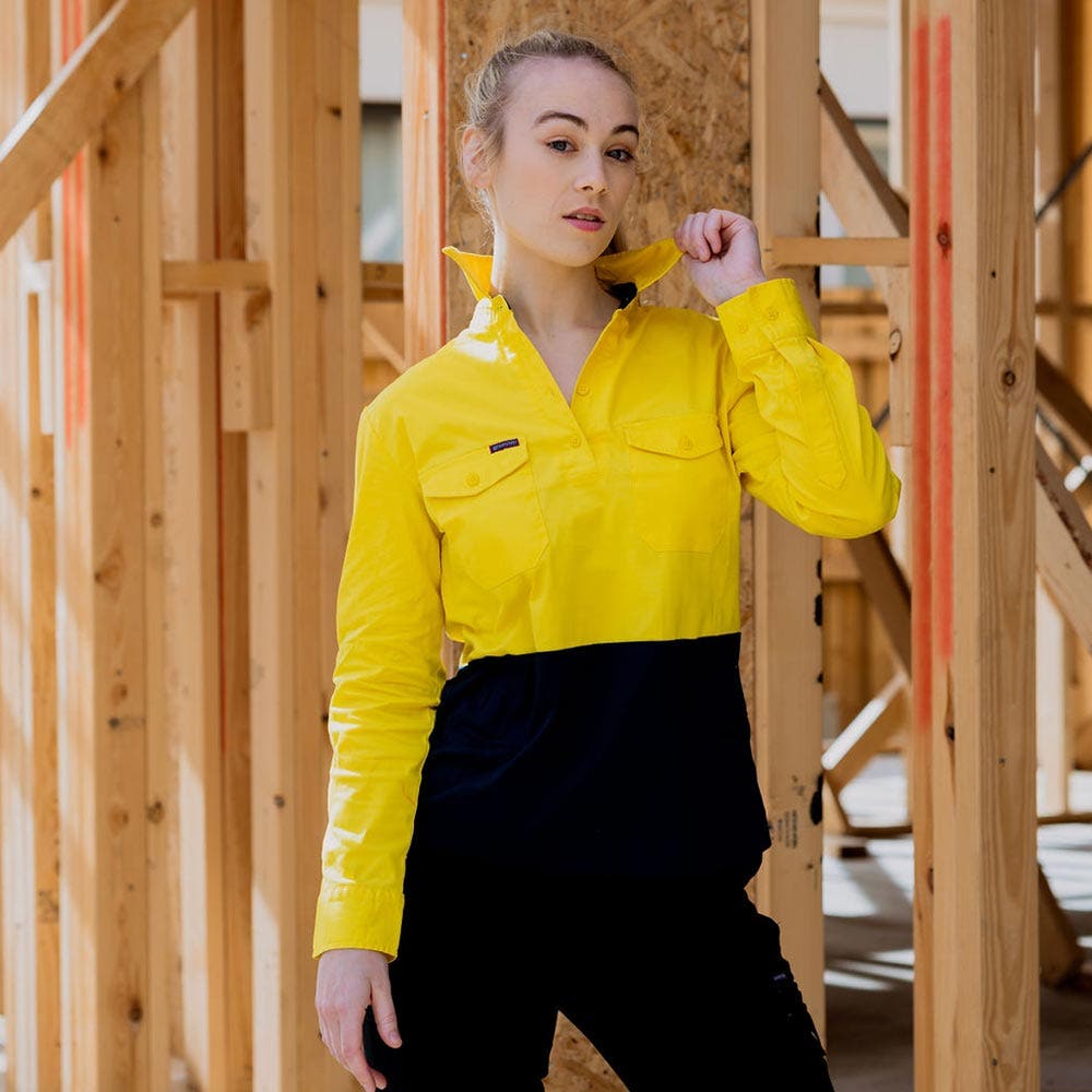 GREEN HIP Hi-Vis Light Weight Shirt Long Sleeves Yellow Blue SLS-HIVIS-YB 24