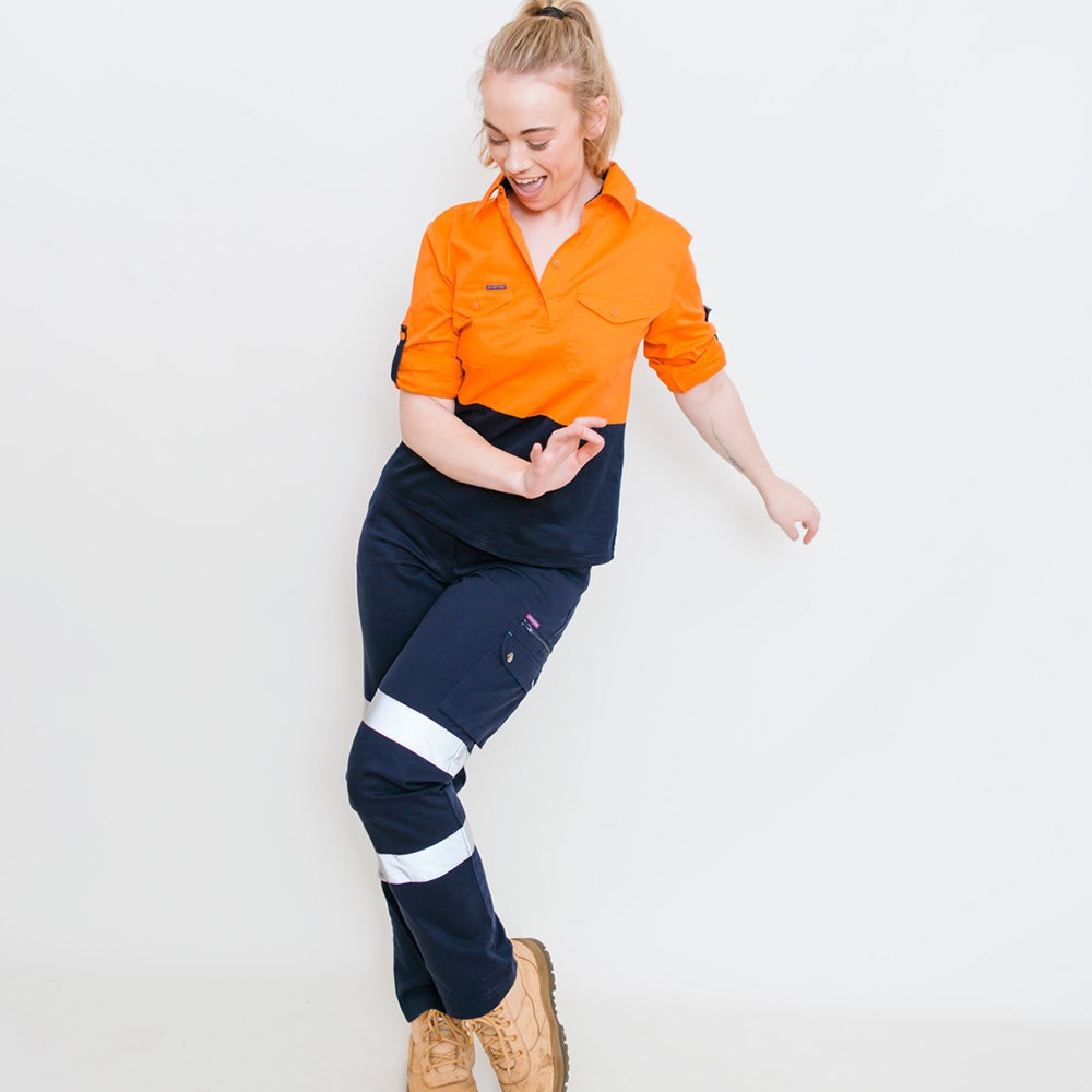 GREEN HIP Hi-Vis Light Weight Shirt Long Sleeves Orange Blue SLS-HIVIS-OB 06