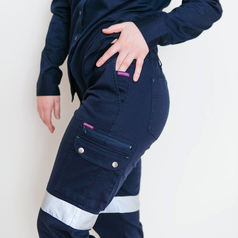 GREEN HIP Pants Cargo Reflective Navy Blue P-CREF-B 06